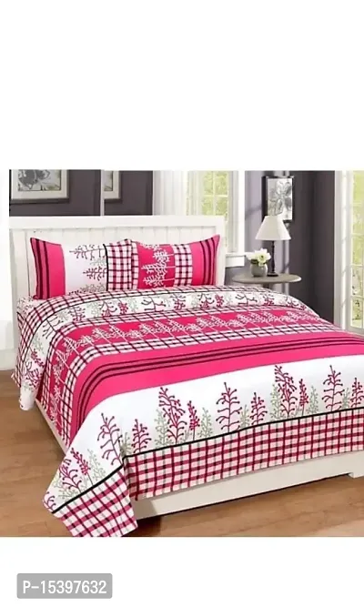 Hunny D?cor Polycotton 3D Double Bed Bedsheet with 2 Pillow Covers (90x90 Inches, Multicolor, 3D-Double-Bedsheet_13)
