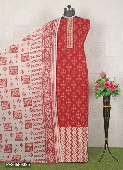 Classic Cotton Printed Dress Material with Dupatta for Women-thumb0