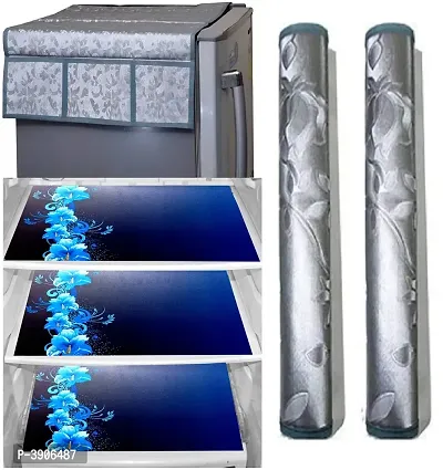 Fridge Cover with PVC Mat set of 3 and 2 fridge handle cover