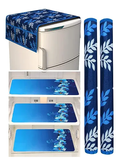 Fridge Cover with PVC Mat Set of 3 and 2 Fridge Handle Cover