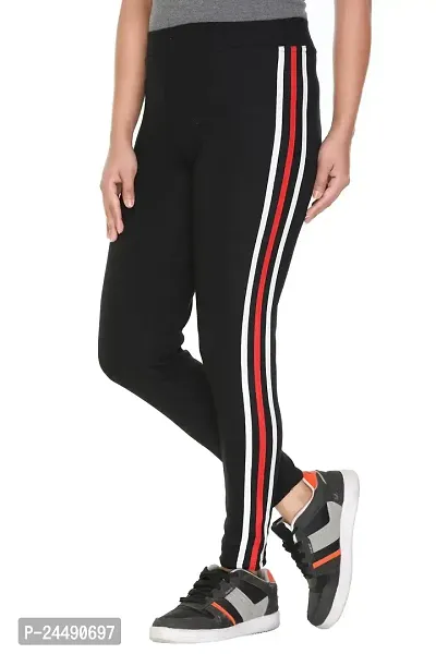 KANONE Women's Track Pants | Athletic Running Sweatpants | Stretchable Sports Tights Track Pant | Women Yoga Track Pants | Side Striped Women's Track Pants || XXL || Black-thumb0