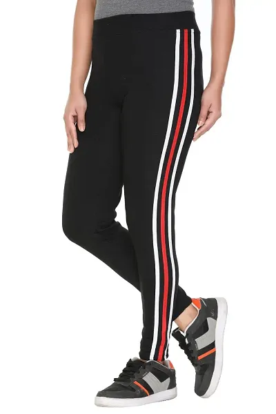KANONE Women's Track Pants | Athletic Running Sweatpants | Stretchable Sports Tights Track Pant | Women Yoga Track Pants | Side Striped Women's Track Pants || XXL || Black