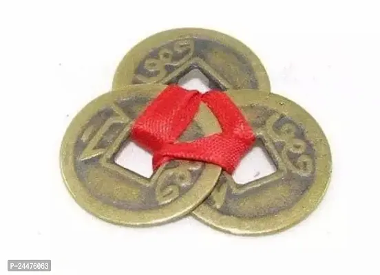 Ksb Sarvguni Feng Shui Chinese Good Luck Metal Coins . Quantity - 1(Three Are Tied In Red Ribbon)