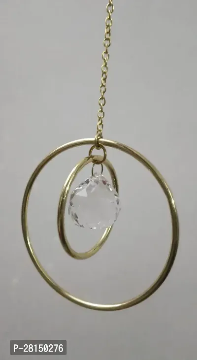 KSB Suncatcher with Beautiful Brass Circles and a Crystal Ball at Home/Office - 33 cm-thumb0