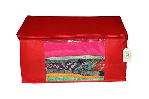 Multipurpose Wardrobe Organiser,Saree Cover,Regular Cloth Storage Bag in Heavy Non woven Material nbsp;nbsp;(Red) Pack of 2-thumb1