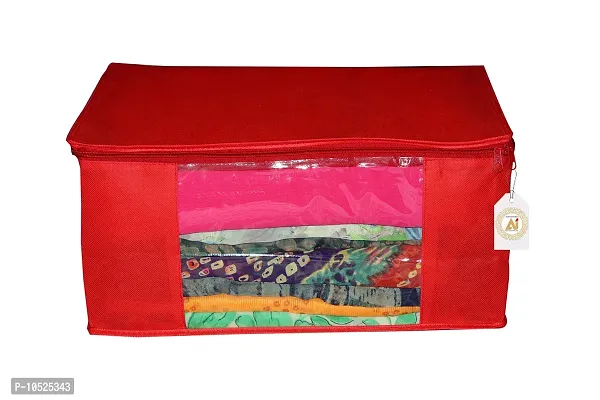 Multipurpose Wardrobe Organiser,Saree Cover,Regular Cloth Storage Bag in Heavy Non woven Material nbsp;nbsp;(Red) Pack of 2-thumb2