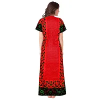 Stylish Cotton Short Sleeves Red Dot With Floral Print Night Gown For Women-thumb1
