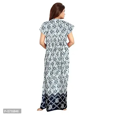 Stylish Cotton Short Sleeves Grey Printed Night Gown For Women-thumb2