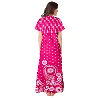 Stylish Cotton Short Sleeves Pink Printed Night Gown For Women-thumb1