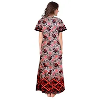 Stylish Cotton Short Sleeves Grey Printed Night Gown For Women-thumb1