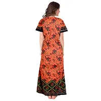 Stylish Cotton Short Sleeves Orange Printed Night Gown For Women-thumb1