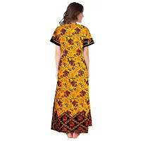 Stylish Cotton Short Sleeves Yellow Printed Night Gown For Women-thumb1