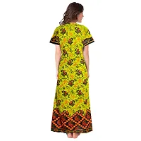 Stylish Cotton Short Sleeves Green Printed Night Gown For Women-thumb1