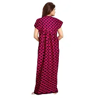 Stylish Cotton Short Sleeves Pink Butterfly Print Night Gown For Women-thumb1
