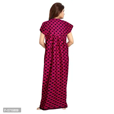 Stylish Cotton Short Sleeves Pink Butterfly Print Night Gown For Women-thumb2