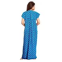 Stylish Cotton Short Sleeves Blue Butterfly Print Night Gown For Women-thumb1