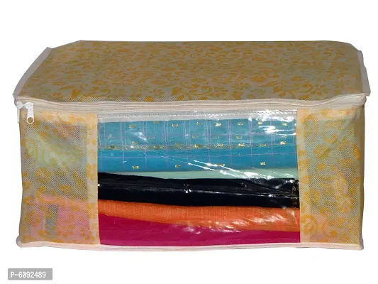 AARON INC Non Woven Saree Cover Designer   Wardrobe Organizer   Regular Clothes Bag Front Transparent Window.-thumb0