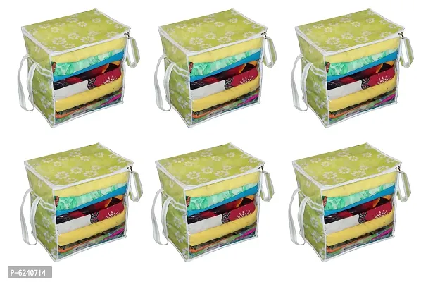 Designer Printed Front Transparent Window Multi Purpose Storage Bag with Zip- 6 Pieces-thumb0