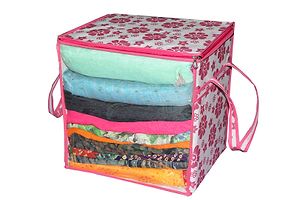 Designer Printed Front Transparent Window Multi Purpose Storage Bag with Zip- 3 Pieces-thumb1