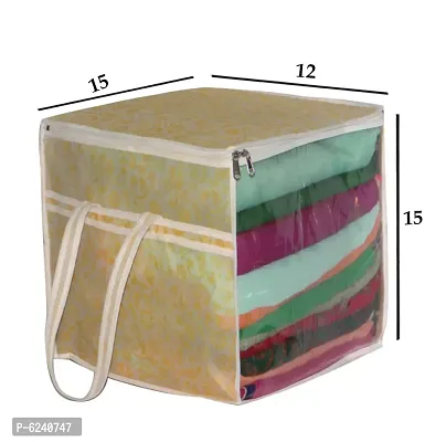 Designer Printed Front Transparent Window Multi Purpose Storage Bag with Zip- 3 Pieces-thumb3