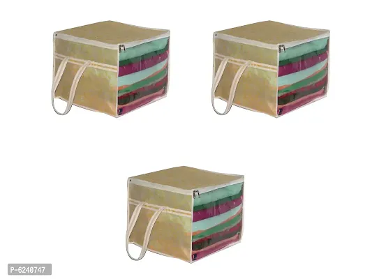 Designer Printed Front Transparent Window Multi Purpose Storage Bag with Zip- 3 Pieces-thumb0