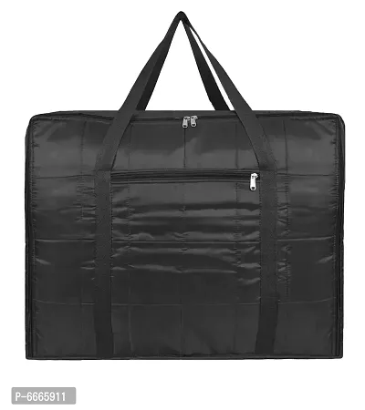 Durable Parachute Jumbo Underbed Rectangular Storage Bag Satan Bag With Zipper And Handle Large Black Pack Of 1