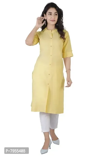 AARON INC Stand Coller Woman Cotton Plain Colour Kurti Pack of 2 Multicolour-thumb2