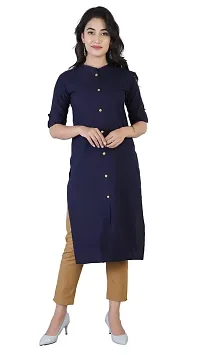 AARON INC Stand Coller Woman Cotton Plain Colour Kurti Pack of 2 Multicolour-thumb1