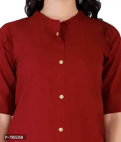 AARON INC Stand Coller Woman Cotton Plain Colour Kurti Pack of 2 Multicolour-thumb5