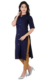 AARON INC Pure Cotton Woman's Regular Knee Length Kurti/Kurta Front Butten Design-thumb1