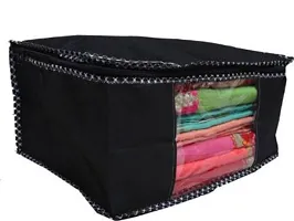 Non Woven Saree Cover Set of 2 Saree Cover Designer/Wardrobe Organiser/Regular Clothes Bag Front Transparent Window.-thumb1