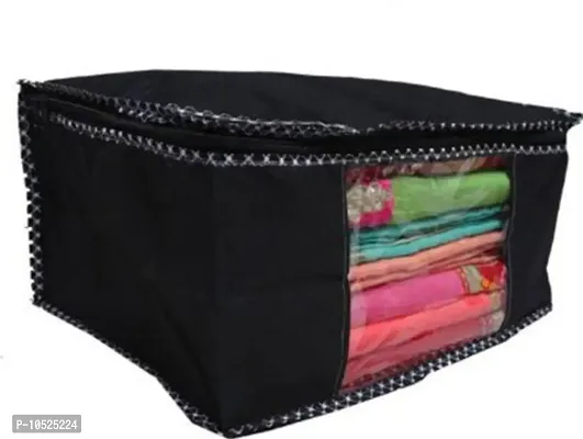 Non Woven Saree Cover Set of 2 Saree Cover Designer/Wardrobe Organiser/Regular Clothes Bag Front Transparent Window.-thumb2