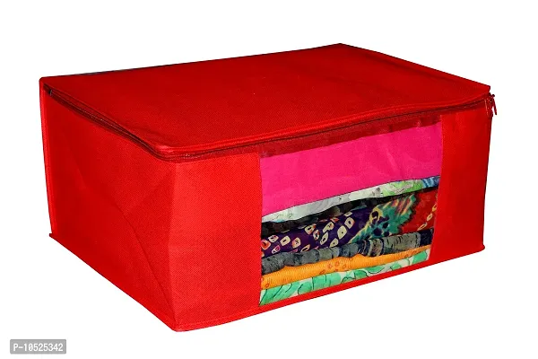 Multipurpose Wardrobe Organiser,Saree Cover,Regular Cloth Storage Bag in Heavy Non woven Material nbsp;nbsp;(Red) Pack of 1-thumb4