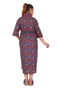 AARON INC Woman's Cotton bathrobes Free Size Red&Blue-thumb1