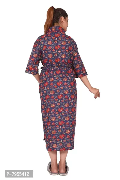AARON INC Woman's Cotton bathrobes Free Size Red&Blue-thumb2