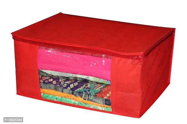 Multipurpose Wardrobe Organiser,Saree Cover,Regular Cloth Storage Bag in Heavy Non woven Material nbsp;nbsp;(Red) Pack of 2-thumb3