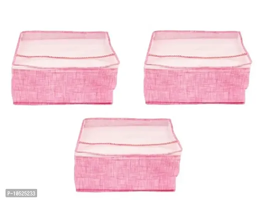 Non Woven Saree Cover Set of 3 Saree Cover Designer/Wardrobe Organiser/Regular Clothes Bag Front Transparent Window.-thumb0