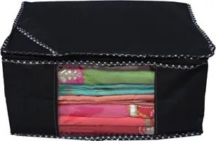 Non Woven Saree Cover Set of 2 Saree Cover Designer/Wardrobe Organiser/Regular Clothes Bag Front Transparent Window.-thumb3