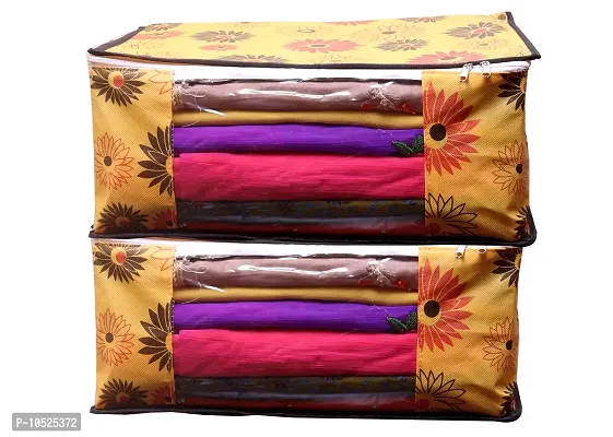 Yellow Flower Saree cover Front Transparent Pack of 2-thumb0