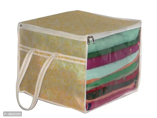 Designer Non-Woven Yellow Flower Saree Cover Box-thumb2