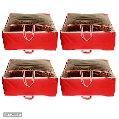Ankit International Presents Red Non Woven Blanket Cover Transparent Pack of 4