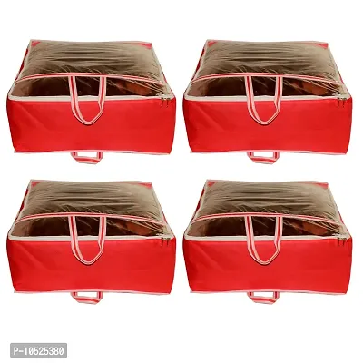 Ankit International Presents Red Non Woven Blanket Cover Transparent Pack of 4-thumb0