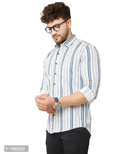 AARON INC Men's Cotton Striped Print Stylish Shirt