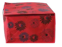 Designer Non-Woven Red Flower Saree Cover (Set Of 6)-thumb2