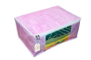 Non Woven Saree Cover Set of 1 Saree Cover Designer/Wardrobe Organiser/Regular Clothes Bag Front Transparent Window.-thumb1