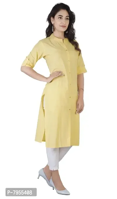 AARON INC Stand Coller Woman Cotton Plain Colour Kurti Pack of 2 Multicolour-thumb5