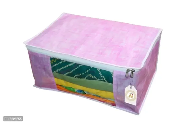 Non Woven Saree Cover Set of 1 Saree Cover Designer/Wardrobe Organiser/Regular Clothes Bag Front Transparent Window.-thumb3