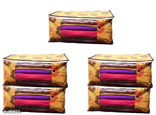 Yellow Flower Saree cover Front Transparent Pack of 5