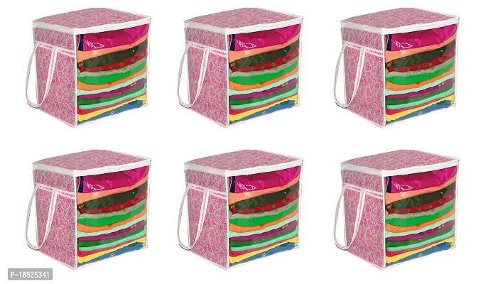 Designer Non-Woven Pink Patti Saree Cover Box (Set Of 6)-thumb0