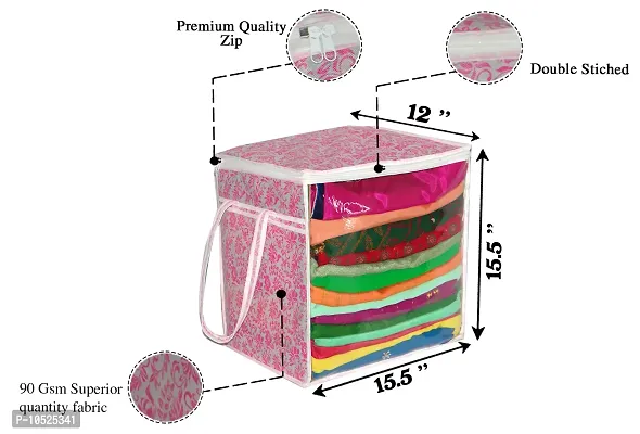 Designer Non-Woven Pink Patti Saree Cover Box (Set Of 6)-thumb2